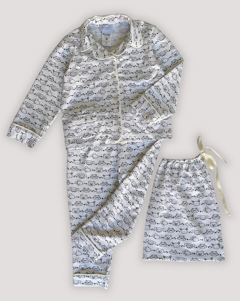 PIJAMA DE PUNTO ESTAMPADO ANIMAL BLANCO